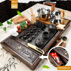 Bàn trà điện thông minh gỗ mặt đá B131