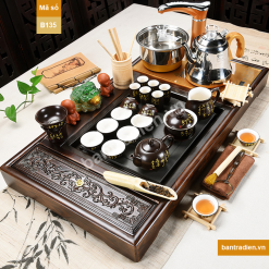 Bàn trà điện thông minh gỗ mặt đá B135