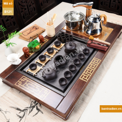 Bàn trà điện thông minh gỗ mặt đá B121