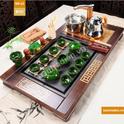 Bàn trà điện thông minh gỗ mặt đá B123