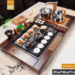 Bàn trà điện thông minh gỗ mặt đá B125
