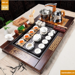 Bàn trà điện thông minh gỗ mặt đá B126