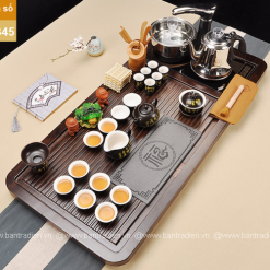 Bàn trà điện thông minh gỗ mặt đá B345