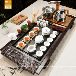 Bàn trà điện thông minh gỗ mặt đá B076