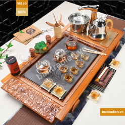 Bàn trà điện thông minh gỗ mặt đá B074