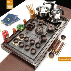 Bàn trà điện thông minh gỗ mặt đá B051