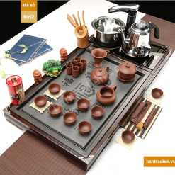 Bàn trà điện thông minh gỗ mặt đá B052