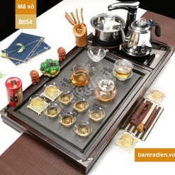 Bàn trà điện thông minh gỗ mặt đá B054
