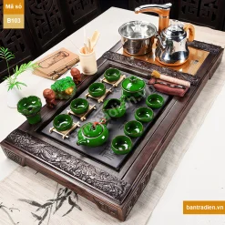 Bàn trà điện thông minh gỗ mặt đá B103